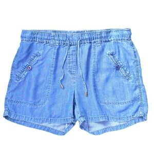 Kate & Sam Denim Chambray Shorts Casual Summer‎ Drawstring Waist  Blue Size M